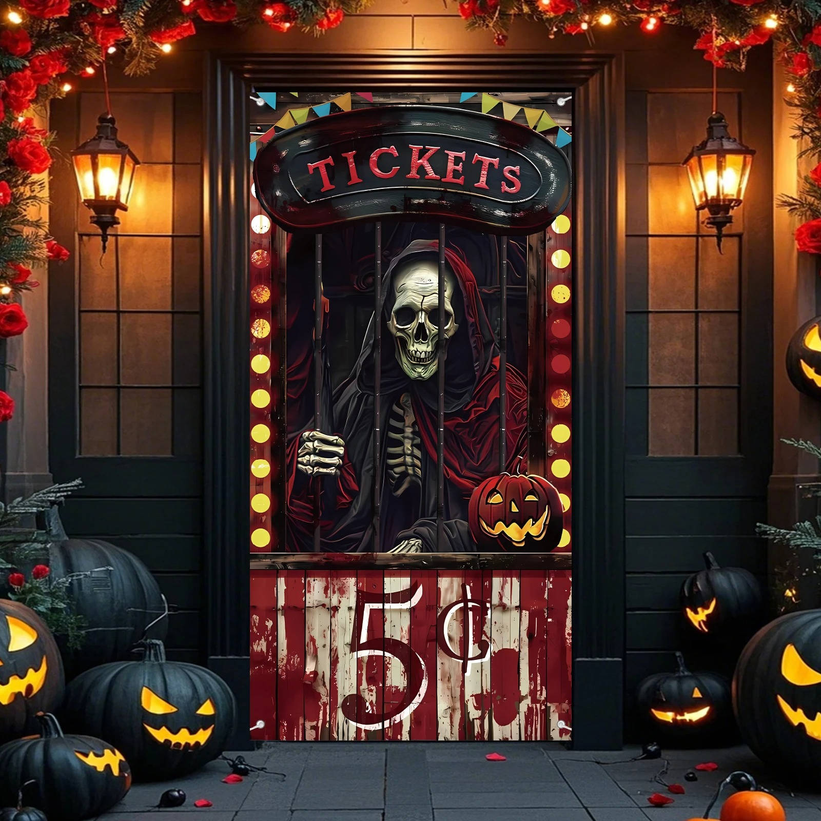 Spooky Halloween Door Decoration Cover