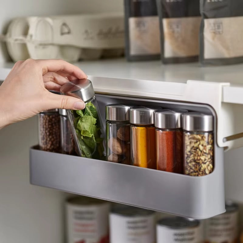Compact Pull-Out Spice Organizer for Effortless Kitchen Clarity