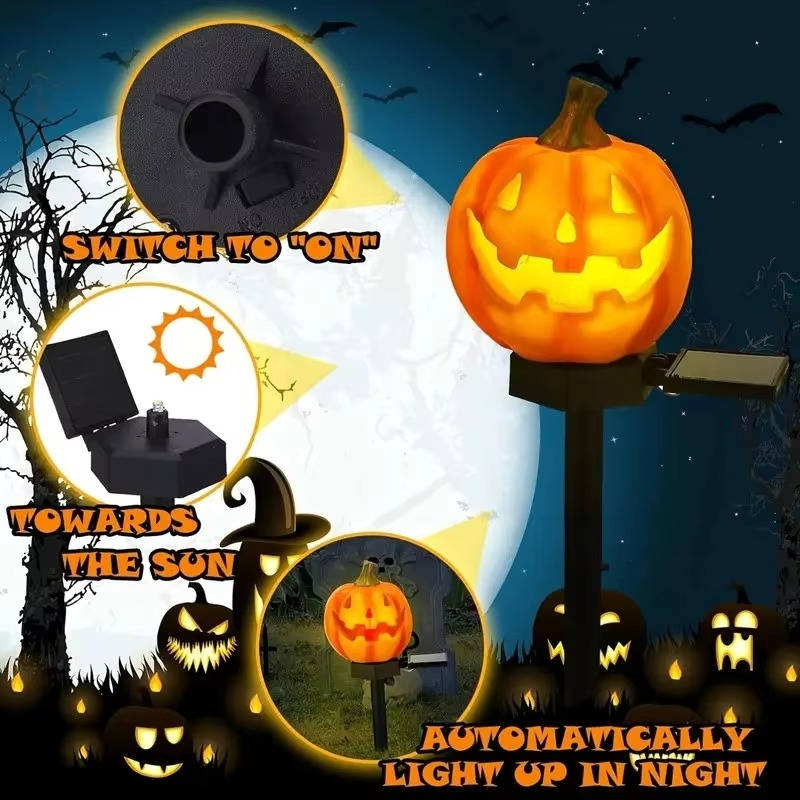 Pumpkin Shaped Pathway Lights for Halloween Decoration