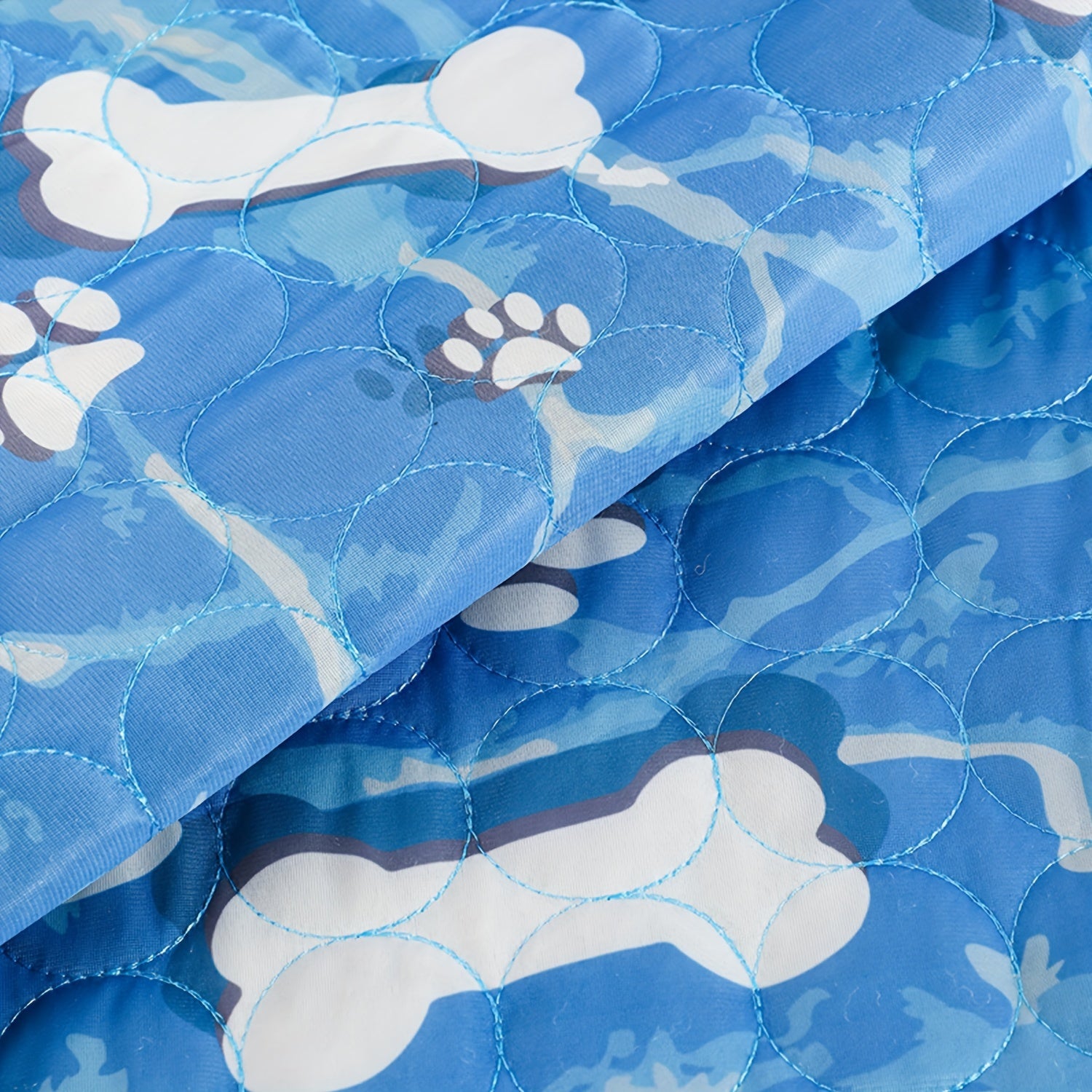 Extra Large Cooling Mat for Dogs & Cats - Washable Summer Pet Self-Cooling Pad with Bone & Paw Print Design, Perfect for Beds, Cat Beds, Dog Houses, Crates, and Car Seats, Car Seat Cover | Cartoon Print Mat, Dog Cooling Accessories