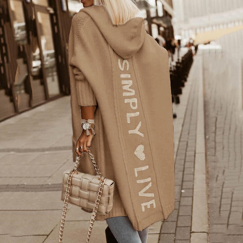 Women's Knit Cardigan | Oversized Hooded Longline | Acrylic & Polyester Blend | Comfortable Fit