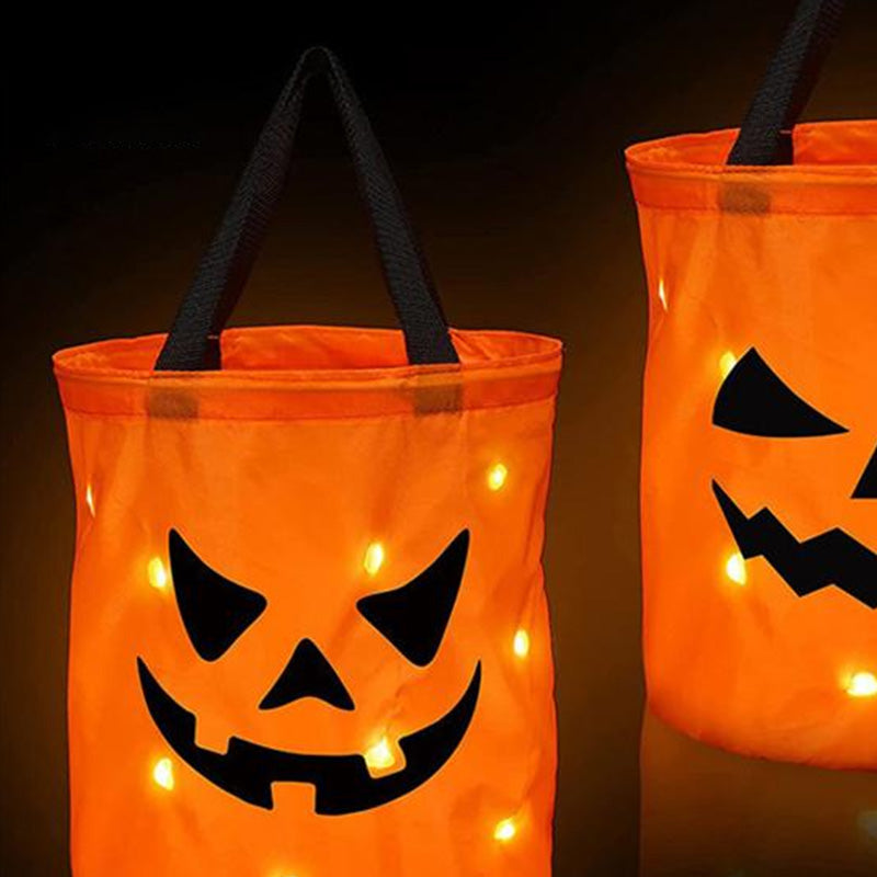 Personalized Halloween Pumpkin Tote with Glowing LED Lights