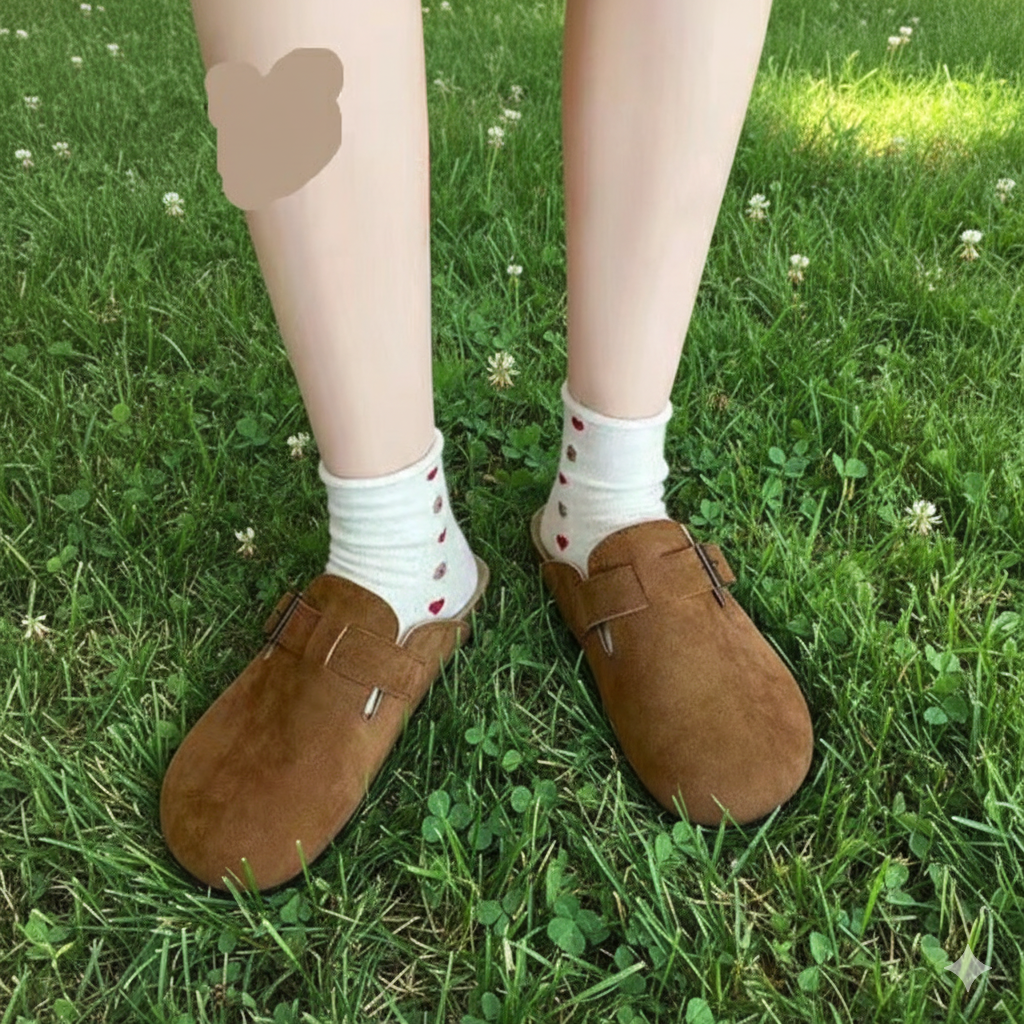 Suede Slip-On Clogs | Adjustable Buckle Strap | Rubber Sole & Fabric Lining | All-Day Comfort