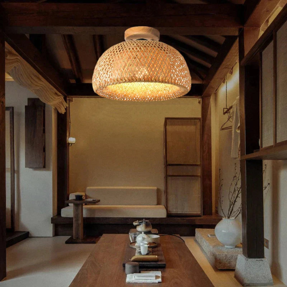Brightora — Handmade Bamboo Ceiling Light with Warm Ambient Glow