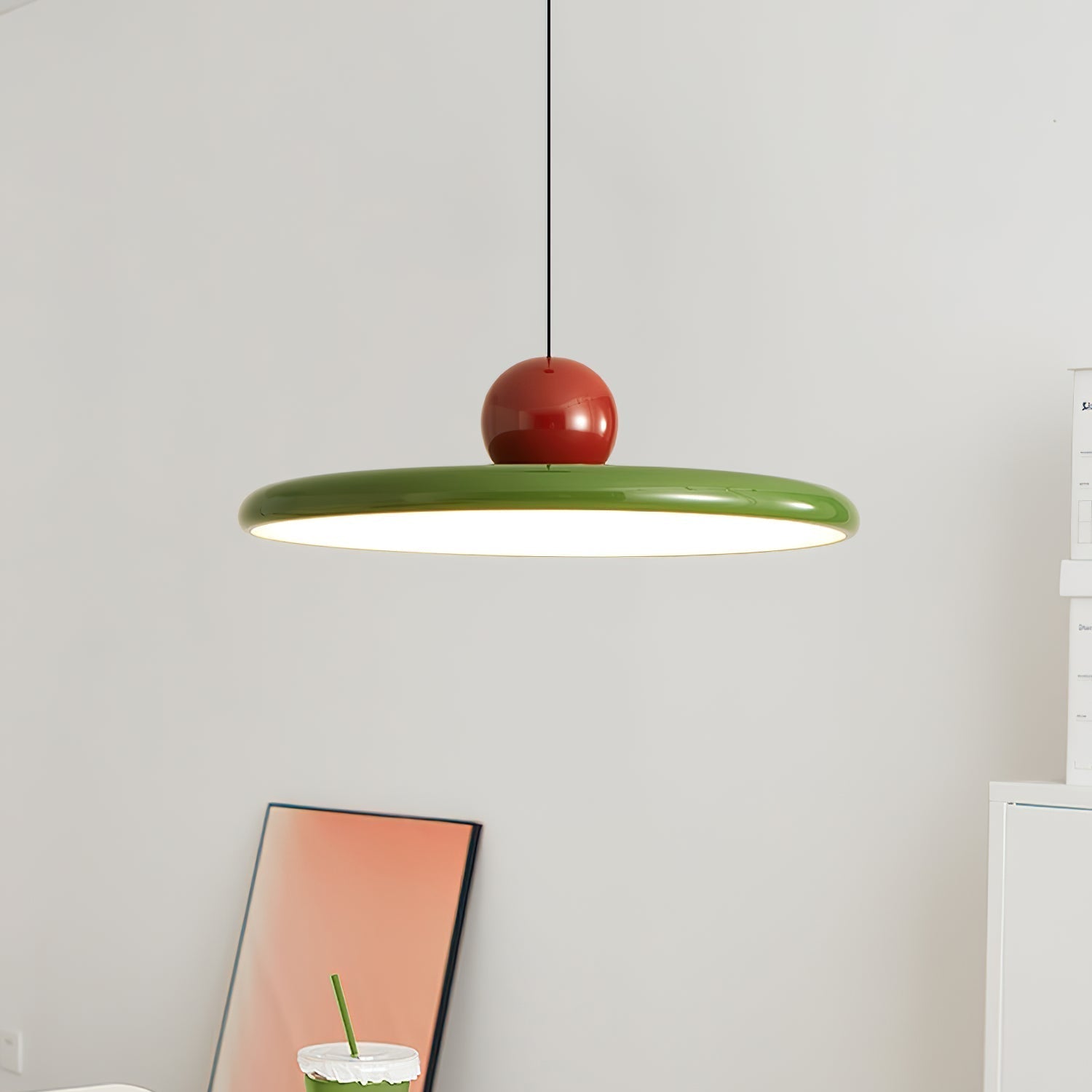 Circular LED Ring Pendant Light | Minimalist Glossy Design | Metal & Acrylic | Adjustable Hanging Height