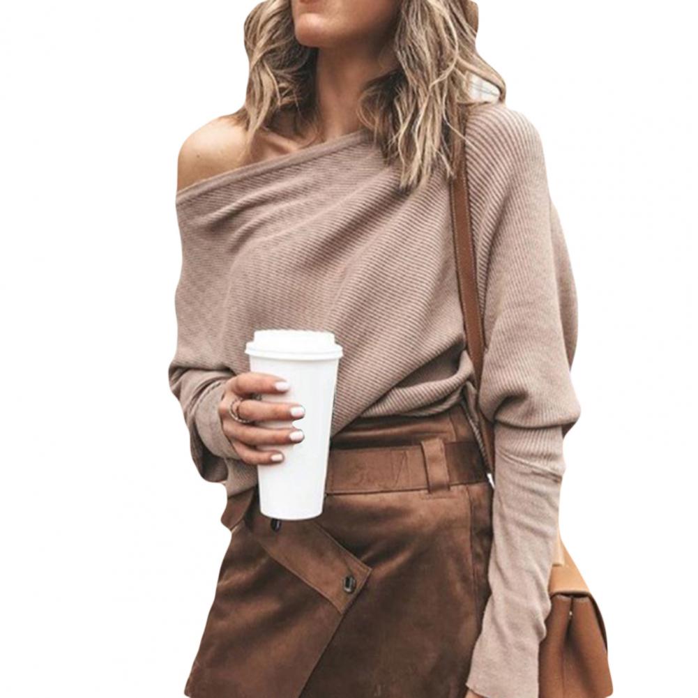 Women's Off-Shoulder Knit Sweater | Polyester Fabric & Side Tie | Relaxed Fit | Autumn Wear