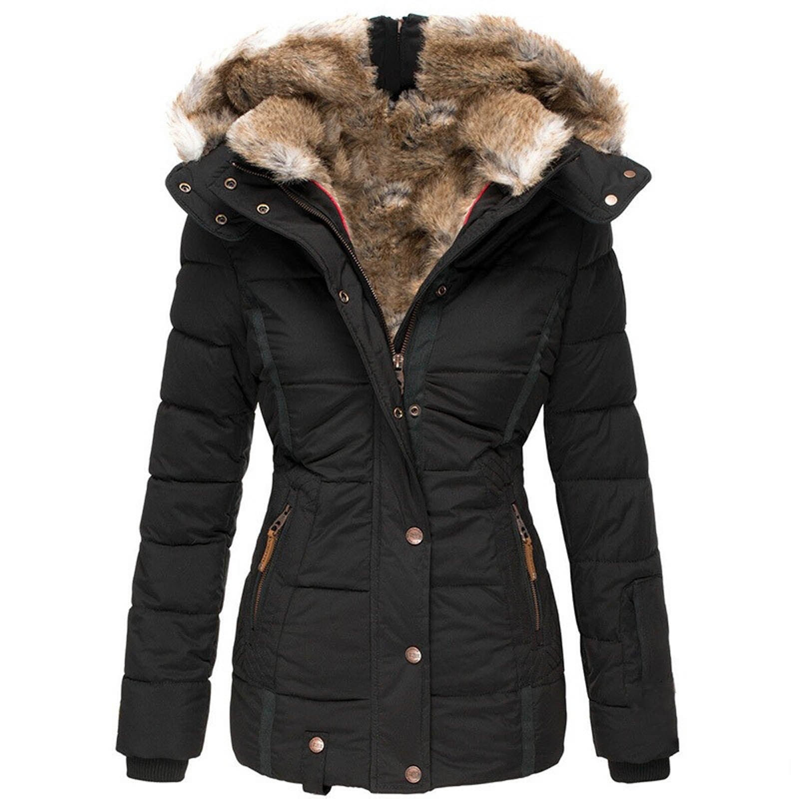 Women’s Winter Coat | Water-Repellent Cotton & Fleece Lining | High Collar & Hood | Comfortable Warmth
