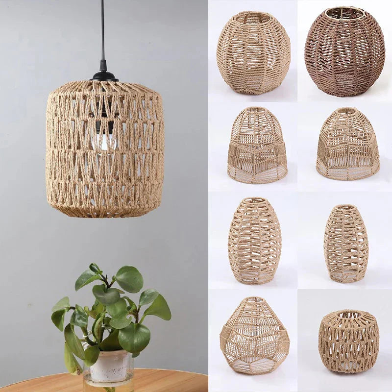 Raffiora — Vintage Style Simulated Rattan Lampshade with Warm Texture