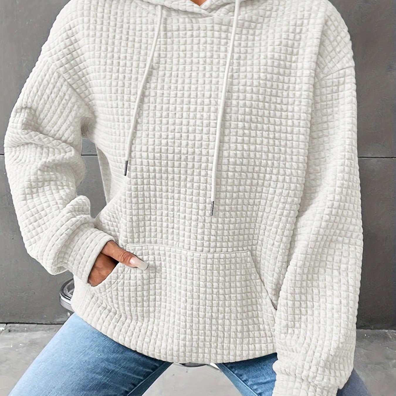 Plus Size Hoodie | Waffle Knit | Casual Comfort Wear | Polyester Blend