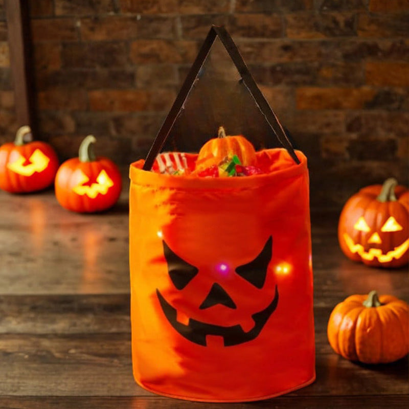 Personalized Halloween Pumpkin Tote with Glowing LED Lights