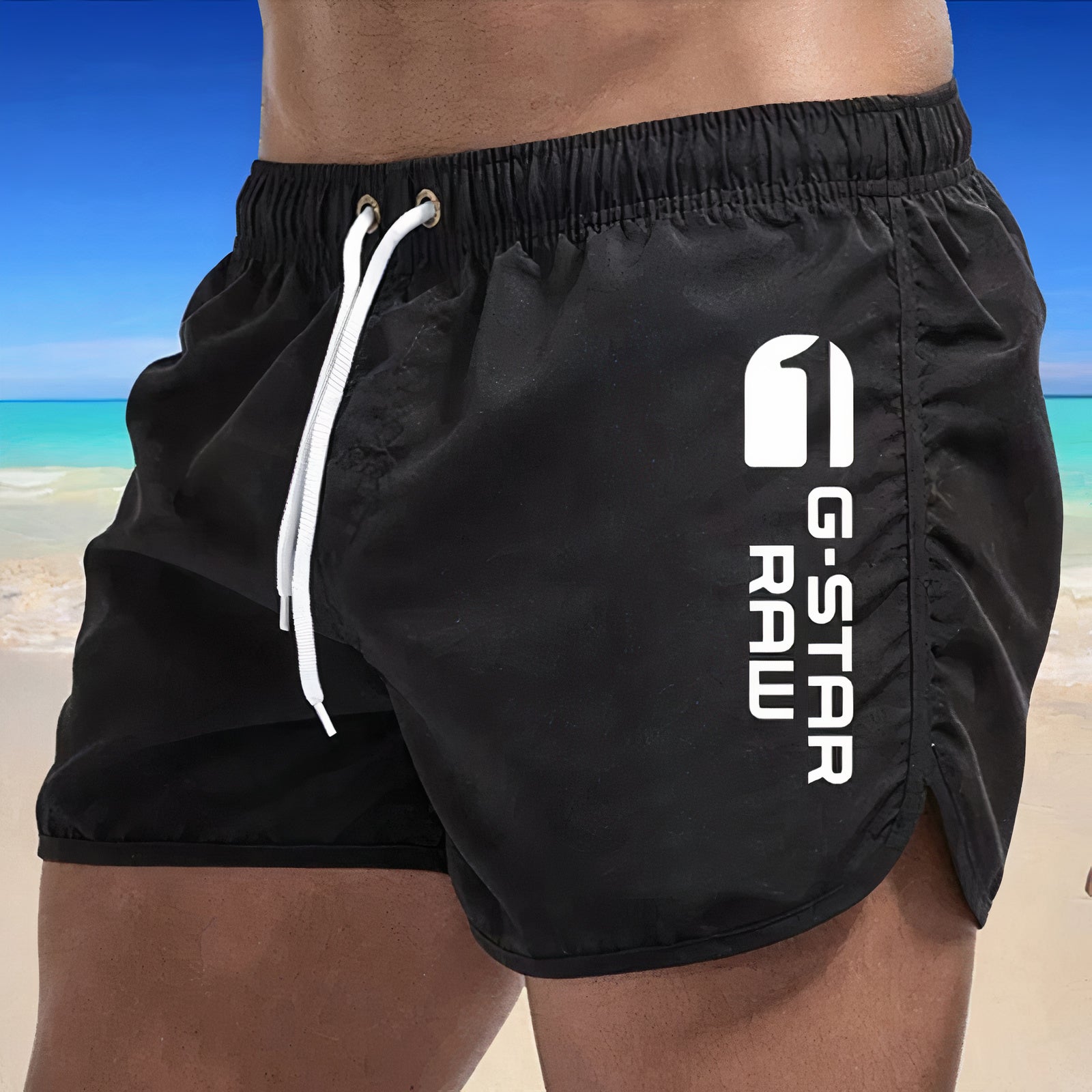Men's Swim Shorts | Quick-Drying Polyester | Elastic Waistband & Drawstring | Durable Lightweight Design