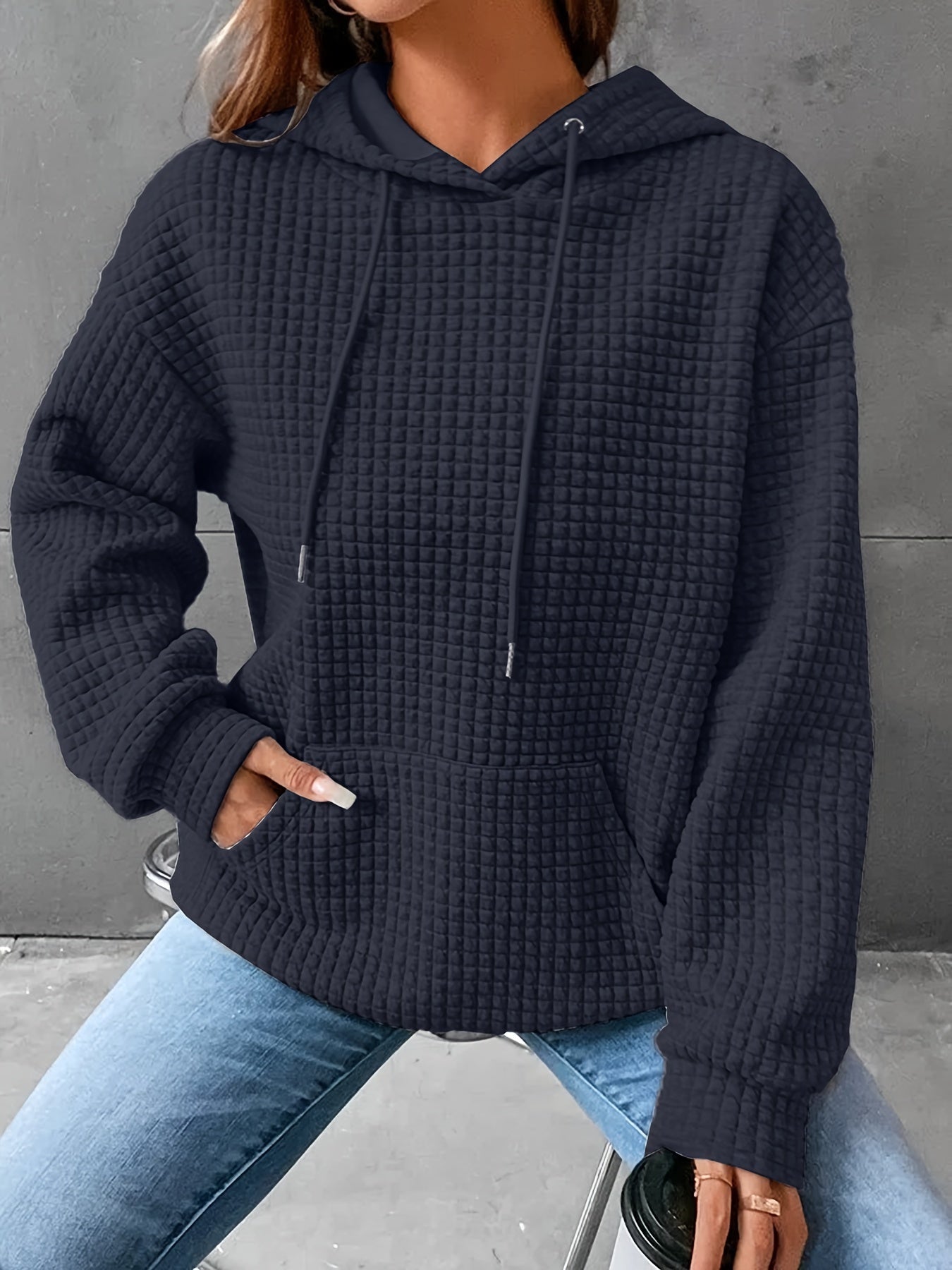 Plus Size Hoodie | Waffle Knit | Casual Comfort Wear | Polyester Blend