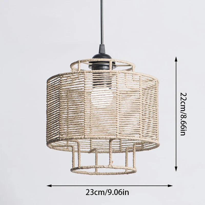 Selune — Vintage Style Simulated Rattan Lamp Shade with Warm Glow