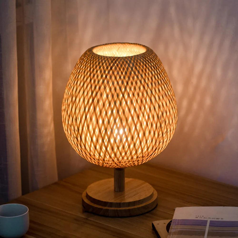 Illumo — Handwoven Rattan Table Lamp with Stepless Dimmer