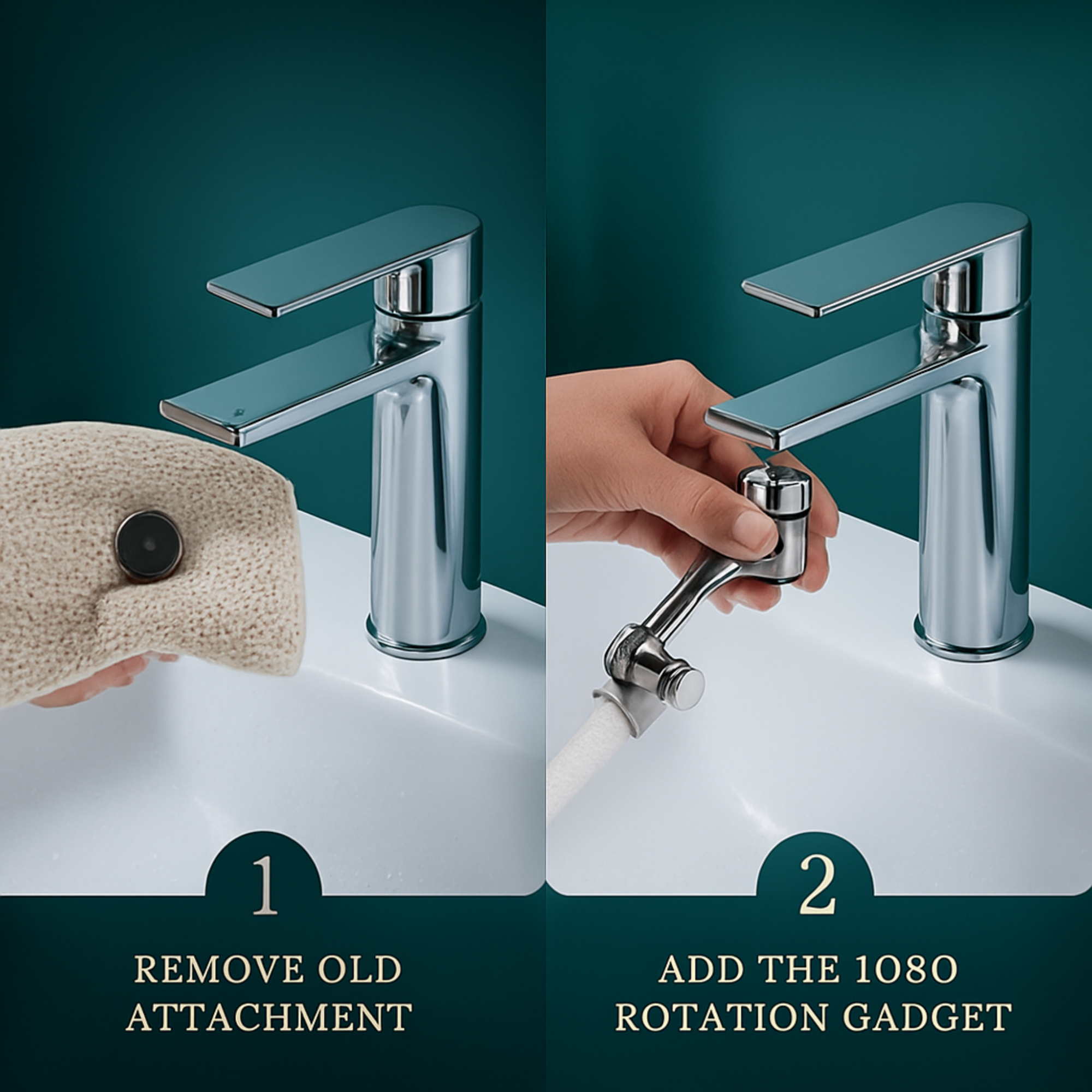 Swivel Faucet Attachment with 1080° Rotation and Dual Spray Options