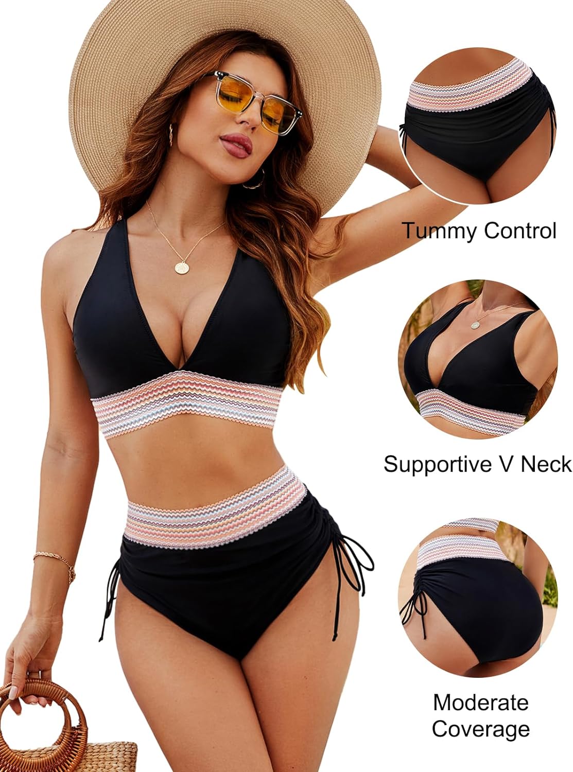 Women’s Bikini Set | Tummy Control & Push-Up Support | Adjustable Straps & Drawstring | Breathable Fabric