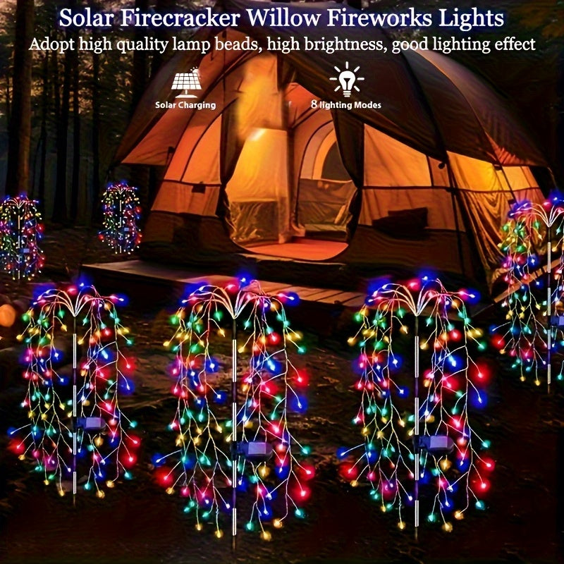 Solar-Powered Outdoor LED Willow String Lights Multicolor Glow for Halloween