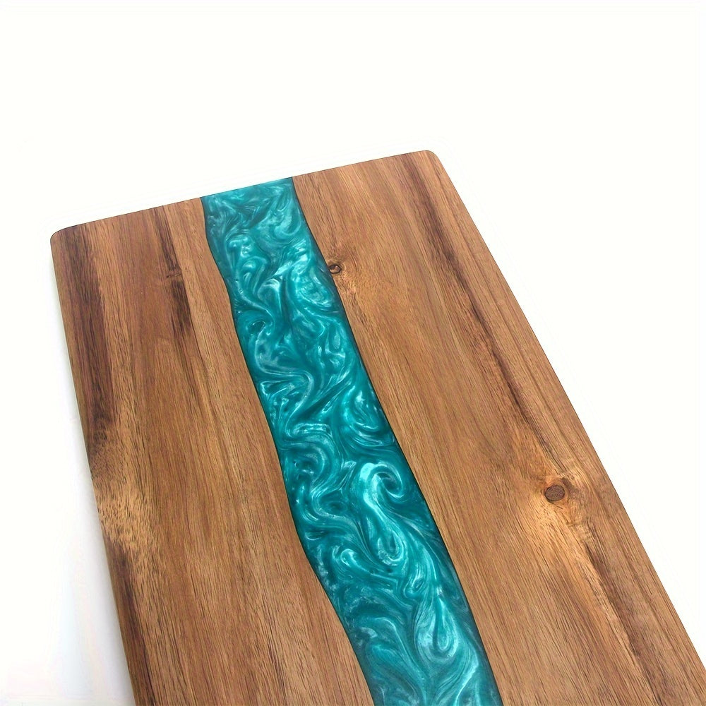 Artisan Acacia Wood Serving Board with Unique Resin Design