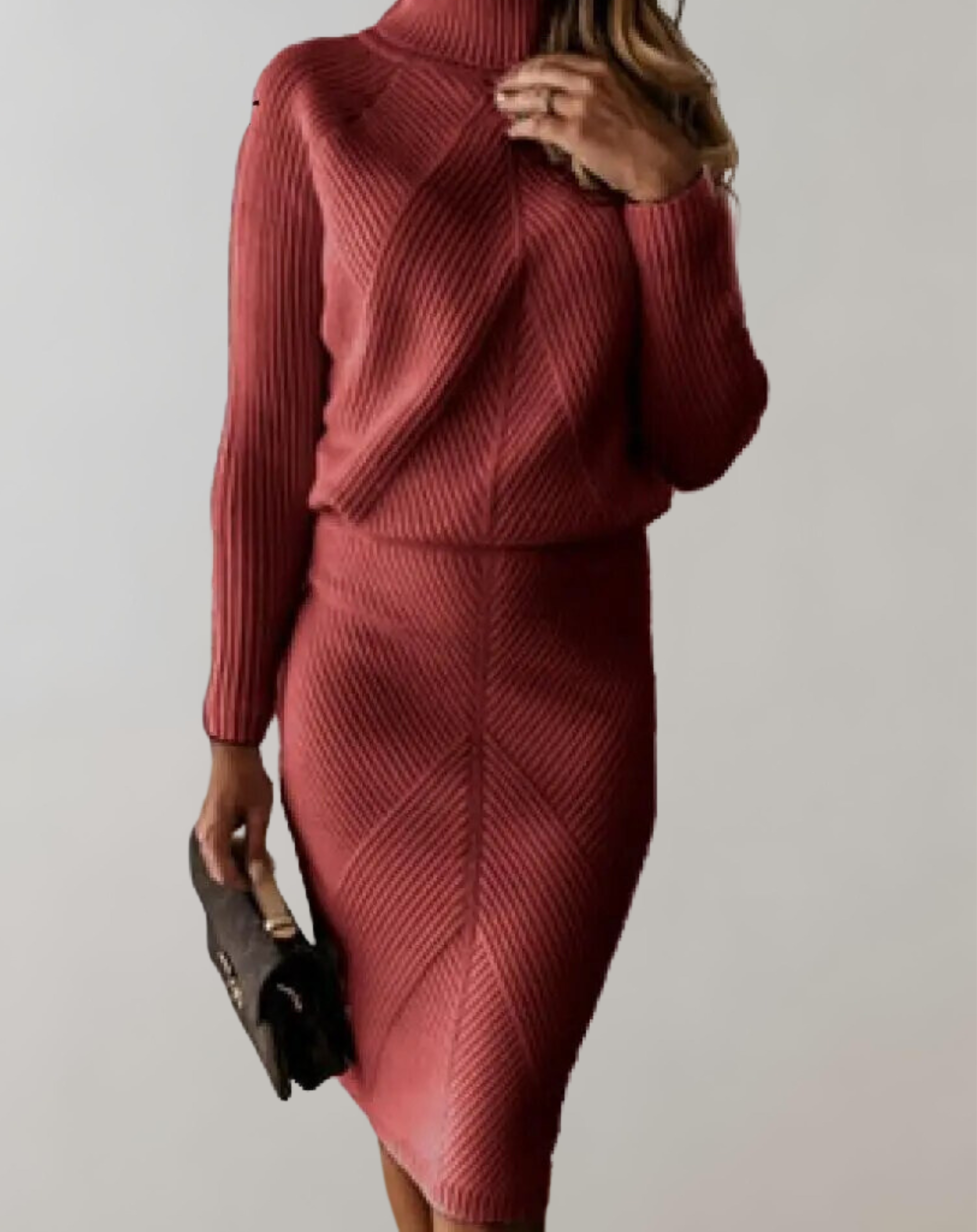 Women’s Two-Piece Set | Knit Turtleneck Sweater & Slim Pencil Skirt | Comfortable Fit & Autumn Wear