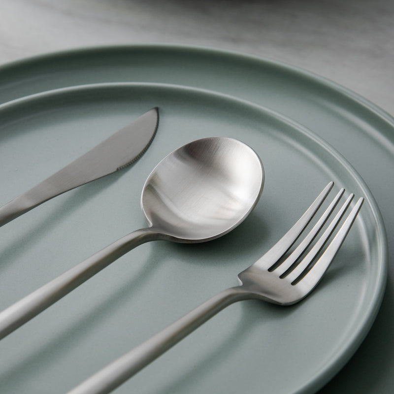 OrléneSet — Matte Titanium Flatware Set with Minimalist Design