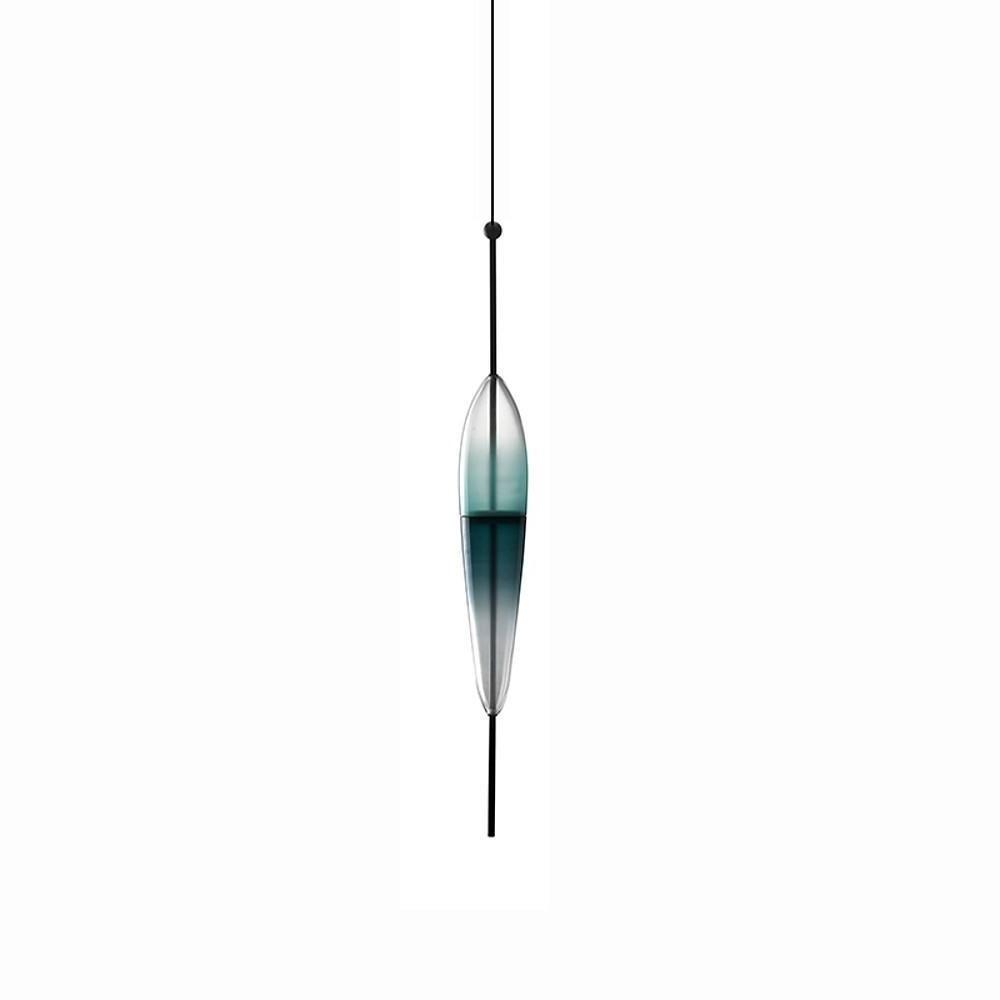 1-Light Gradient Blue Glass Pendant Light Modern Industrial Lamp by Taavita