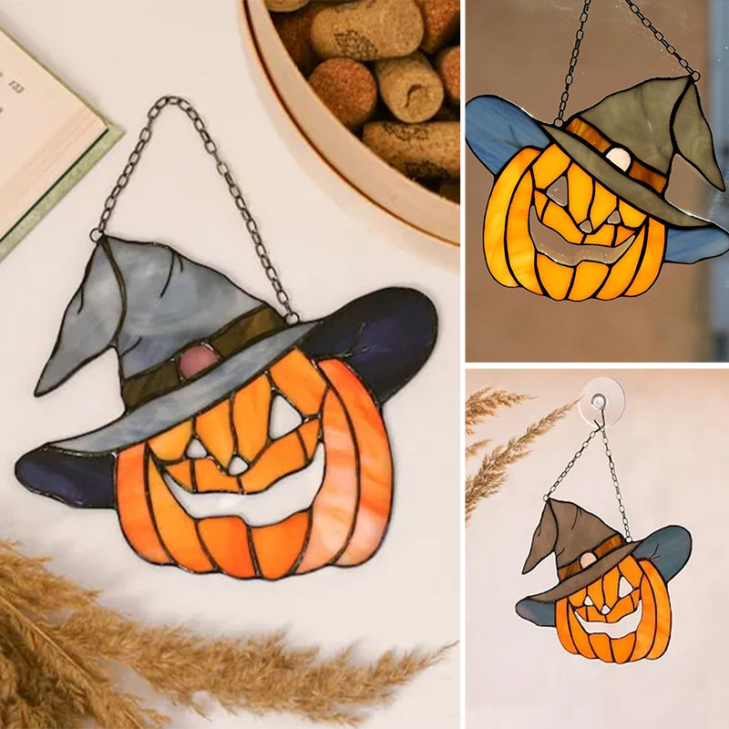 Halloween Hanging Pumpkin Ornament with Glowing Light and Hat Design