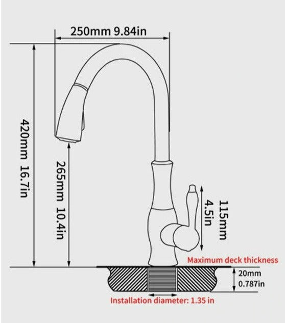 MeridianFlow — Kitchen Faucet with Retractable Spray Head and Sleek Finish