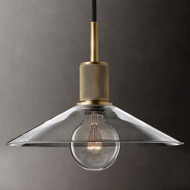 Munda — Glass Slope Pendant Light with Copper Accents for Kitchen Islands
