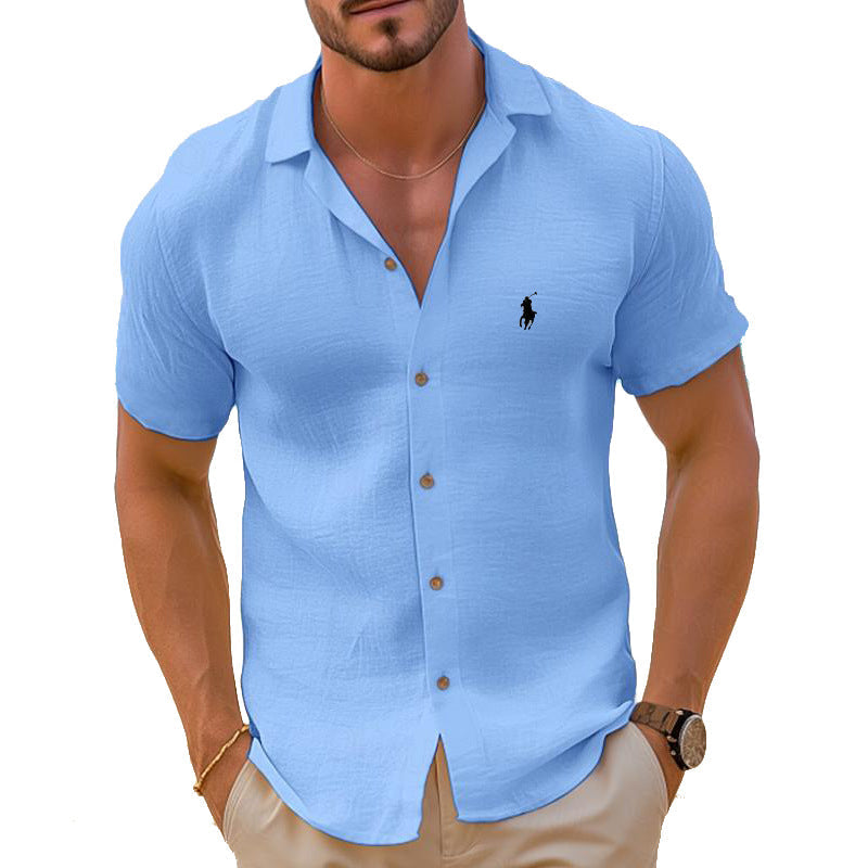 Men’s Short-Sleeve Shirt | Lightweight Linen Cotton Blend | Breathable & Easy Care | Versatile Fit
