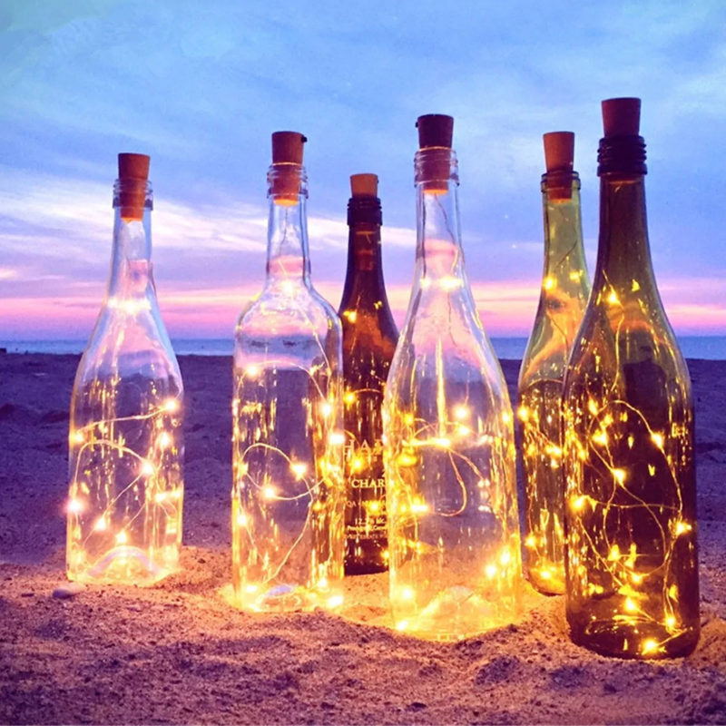 Battery Operated Patio Fairy LED String Lights with Copper Wire, Warm White, Cool White & Multi-Color, 1M-2M, 10-20 LEDs, Outdoor Garden Decor