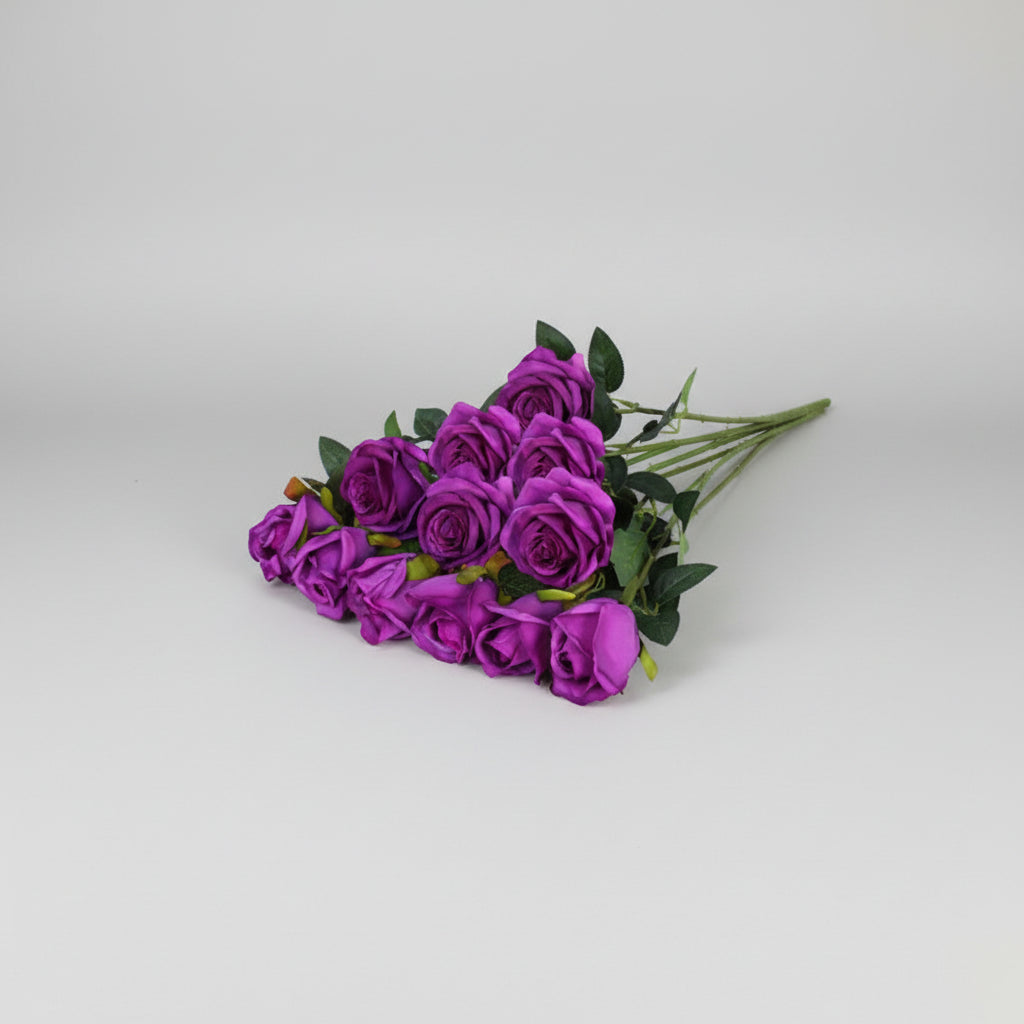 Vibrant Red Faux Rose Bouquet for Timeless Home Elegance