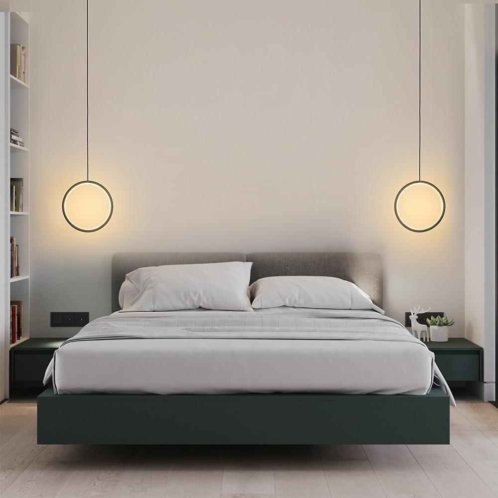 8'' LED 2-Light Circle Design Pendant Light Modern LED Aluminum Acrylic Mini Circle Island Lights