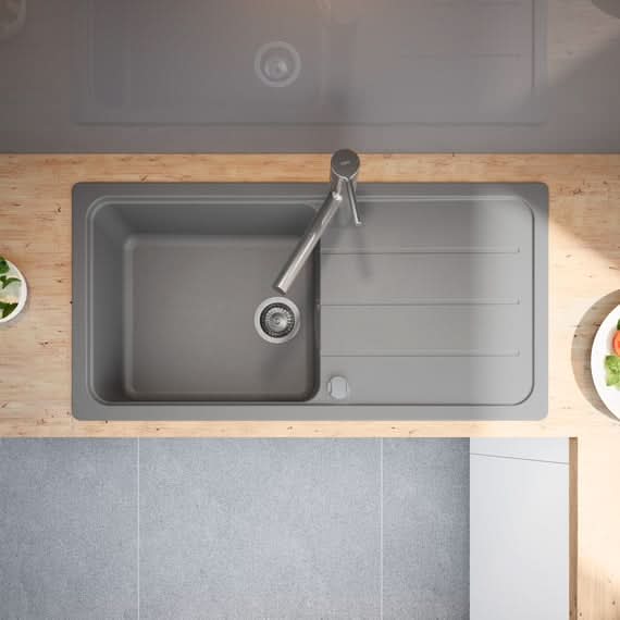Sophisticated 50 Ceramic Sink in Tranquil Stone Gray