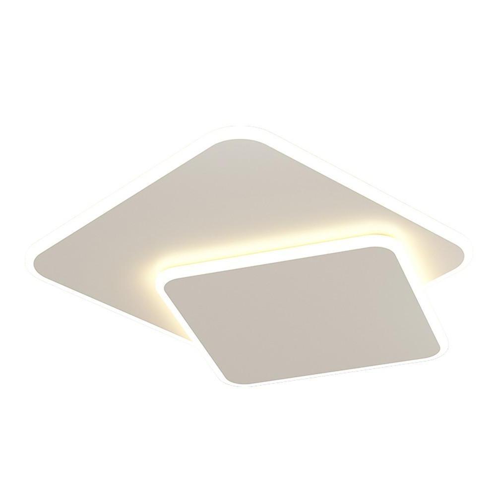 2-Light Modern White Square LED Flush Mount Ceiling Light for Bedroom