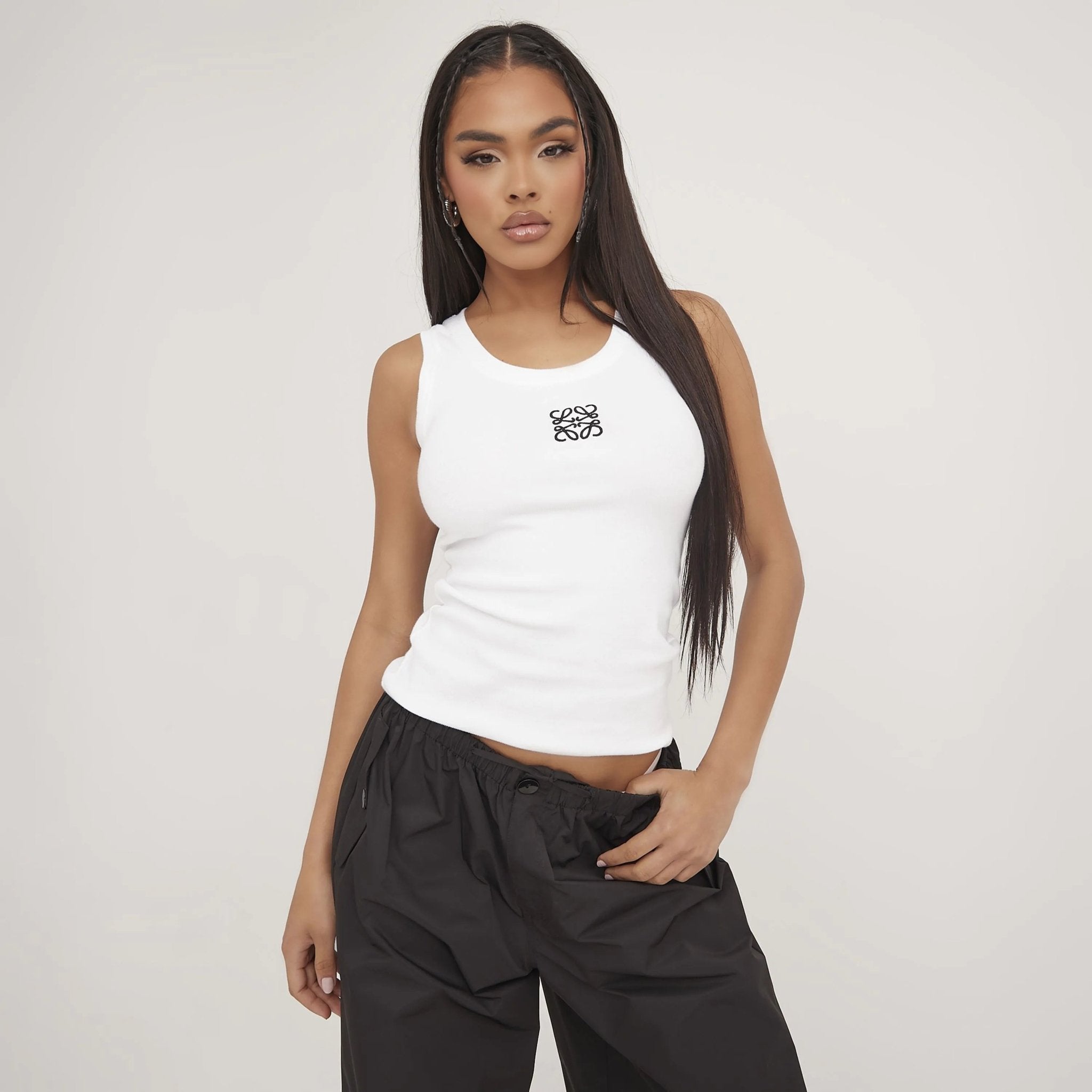 Women’s Ribbed Knit Tank Top | Delicate Embroidery Detail | Stretch Fabric | Comfortable Fit