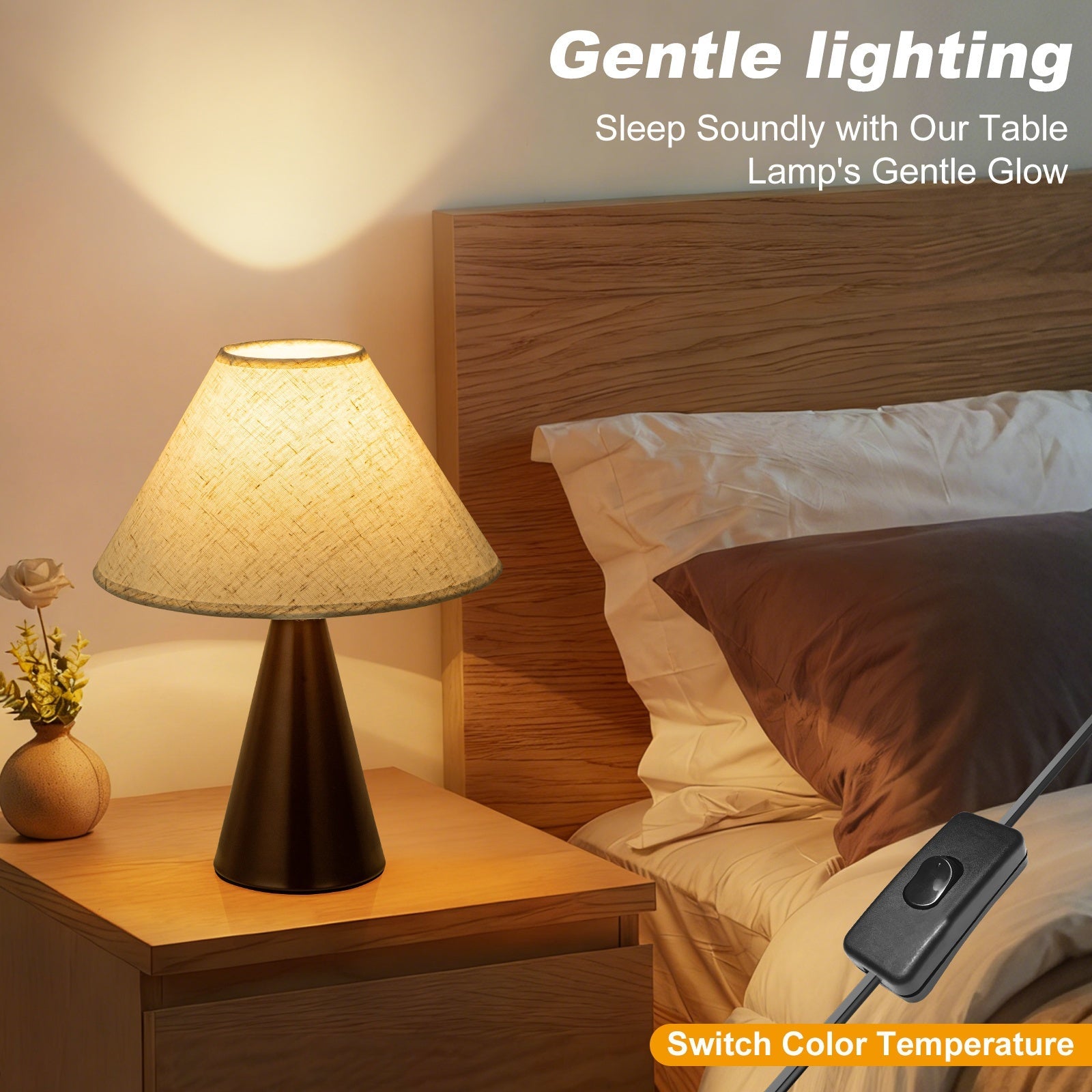 Elegant Dual Bedside Lamps with Adjustable Color Shades