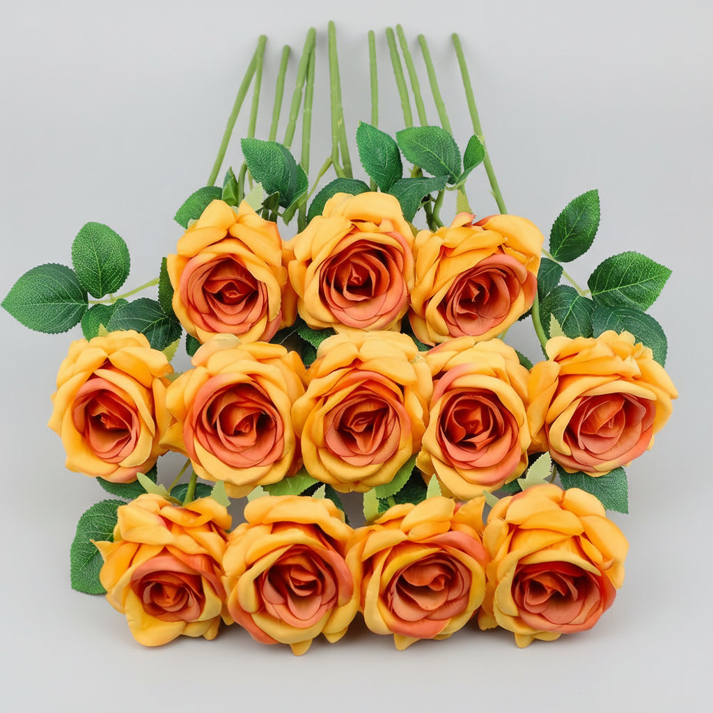Vibrant Red Faux Rose Bouquet for Timeless Home Elegance