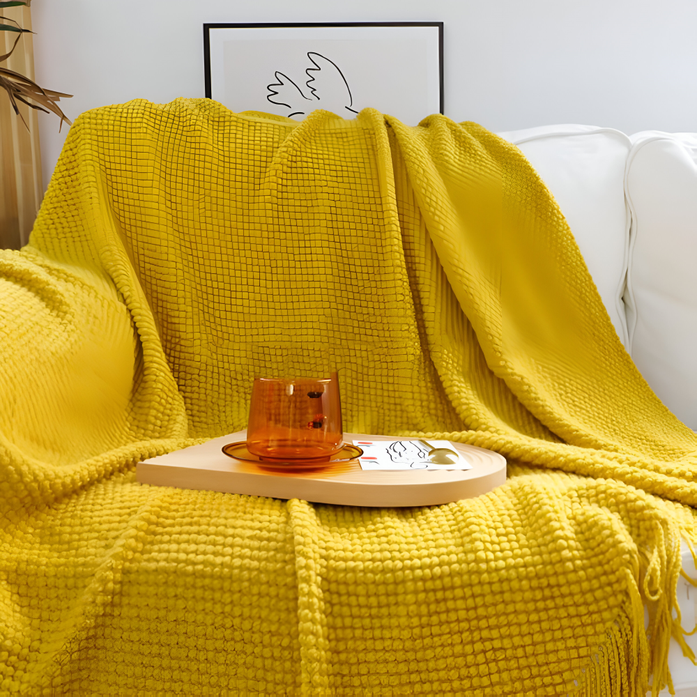 Plaid Blanket | Coarse Knit | All-Season Comfort | Acrylic