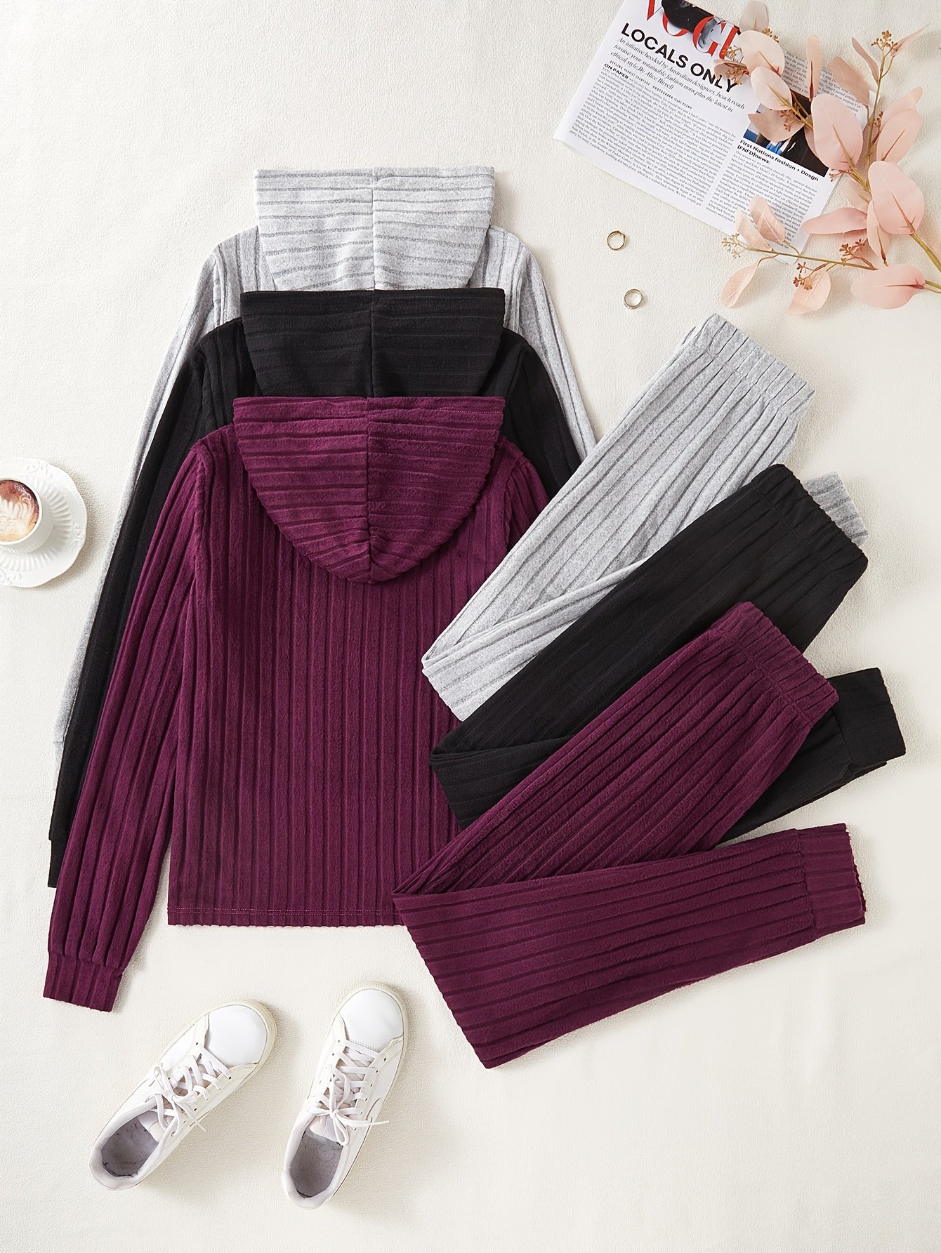 Women's Sportswear Set | Stretchy Ribbed | All-Day Comfort | Polyester