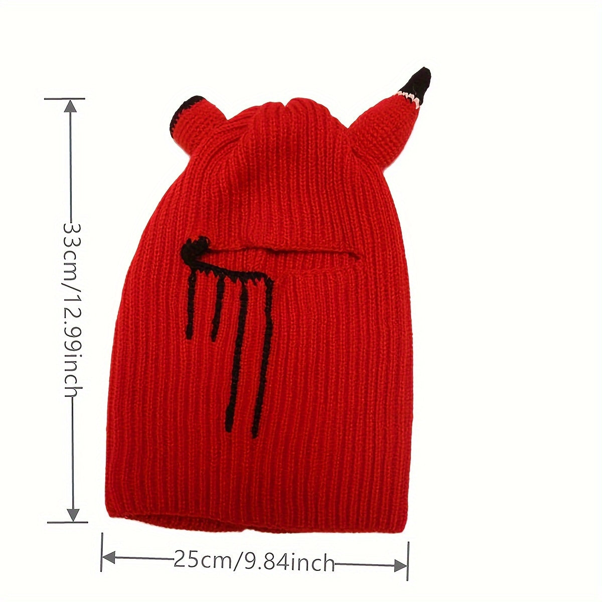 Halloween Horned Blood-Stained Mask with Comfortable Stretchy Beanie Fit