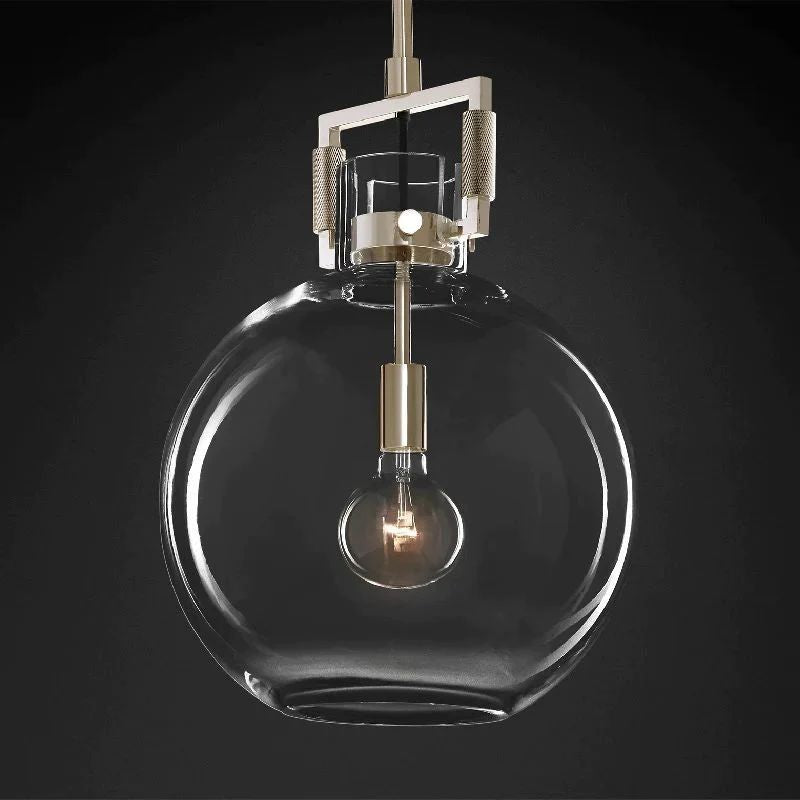 Munda Globe Pendant — Glass and Copper Kitchen Island Light Fixture