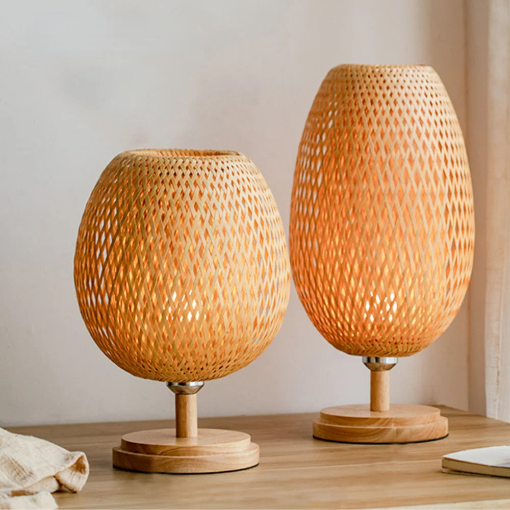 Illumo — Handwoven Rattan Table Lamp with Stepless Dimmer