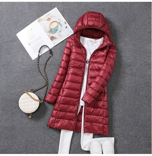 Women’s Long Packable Puffer Coat | Ultra-Lightweight Nylon | Extended Fit for Warmth | Travel Friendly