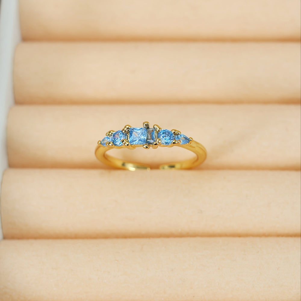 Stackable Elegance: Gold Ring Set with Dazzling Stones
