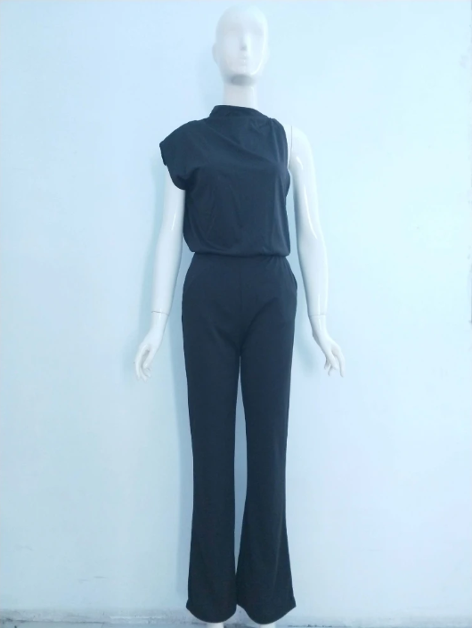 Women’s Jumpsuit | Sleeveless Round Neck & Wide Leg | Polyester & Elastane | Spring-Summer Comfortable Fit