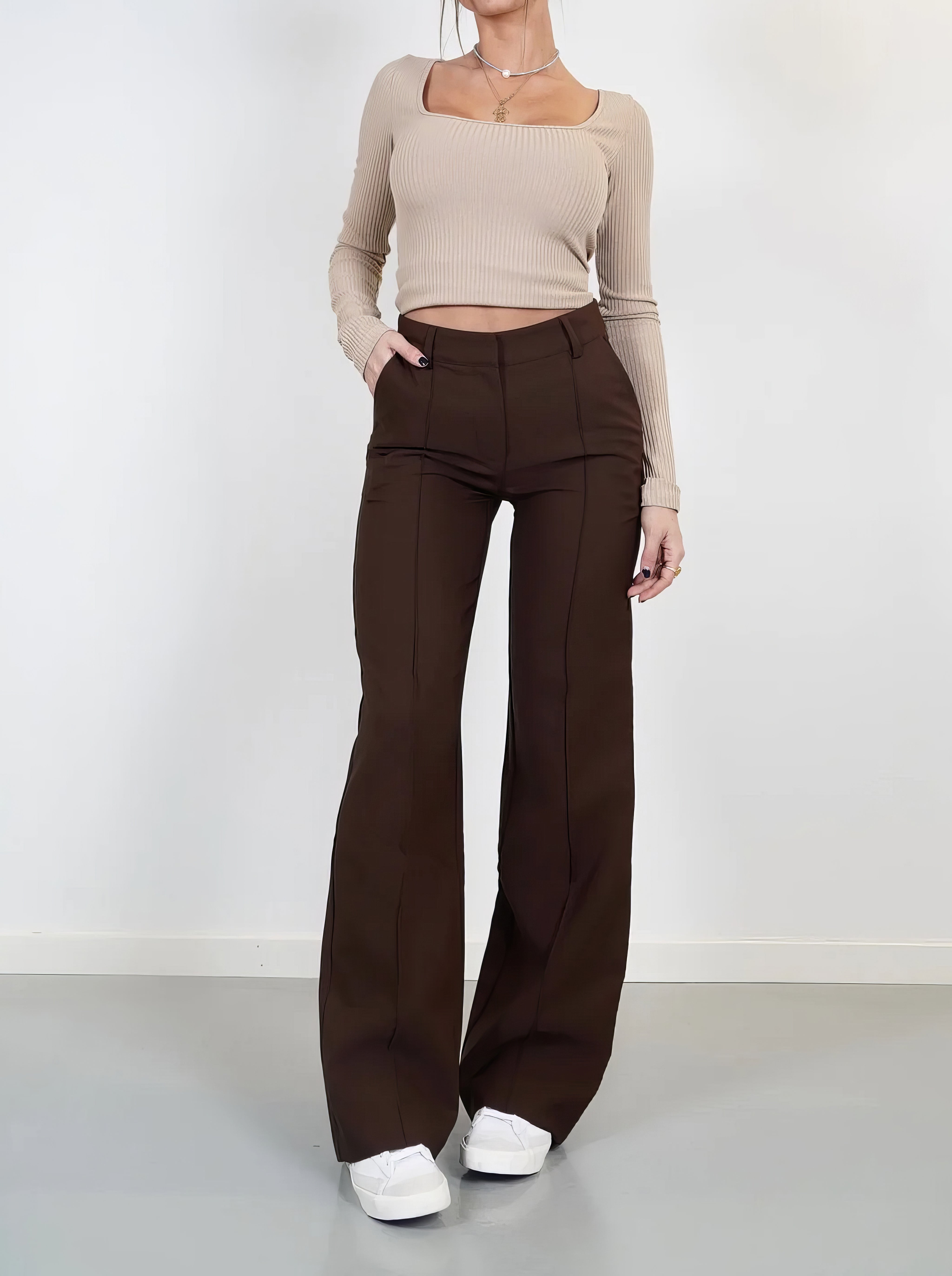 Women’s Wide-Leg Trousers | Loose Fit & Elastic Waistband | Durable Fabric | Comfortable All-Day Wear