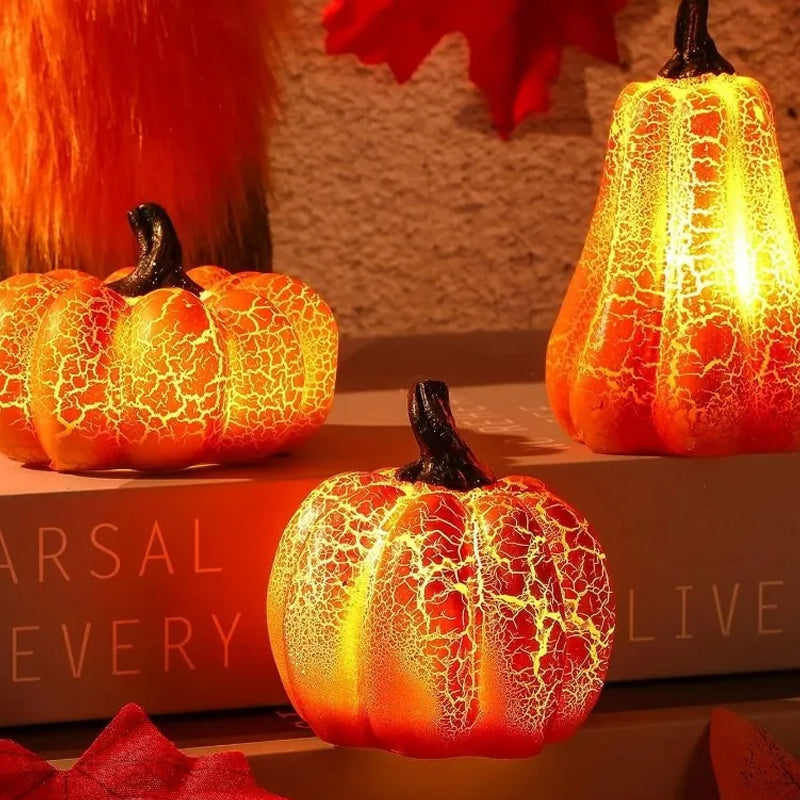 Battery-Powered Halloween Pumpkin Lanterns Set of 3 Resin Decor