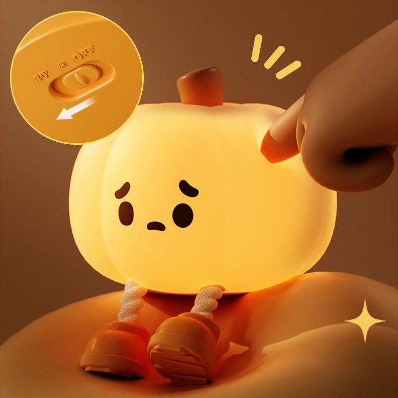 Silicone Pumpkin Night Light with Dimmable Glow for Halloween Decor