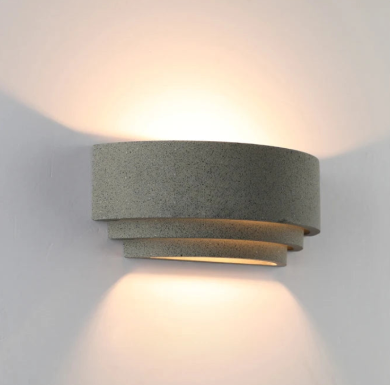 Waterproof LED Wall Sconce Lume Stone | Modern Minimalist Cement Finish | Outdoor Indoor Wall Mounted Light | IP65, Warm White, Energy Efficient, 110V-220V Compatible