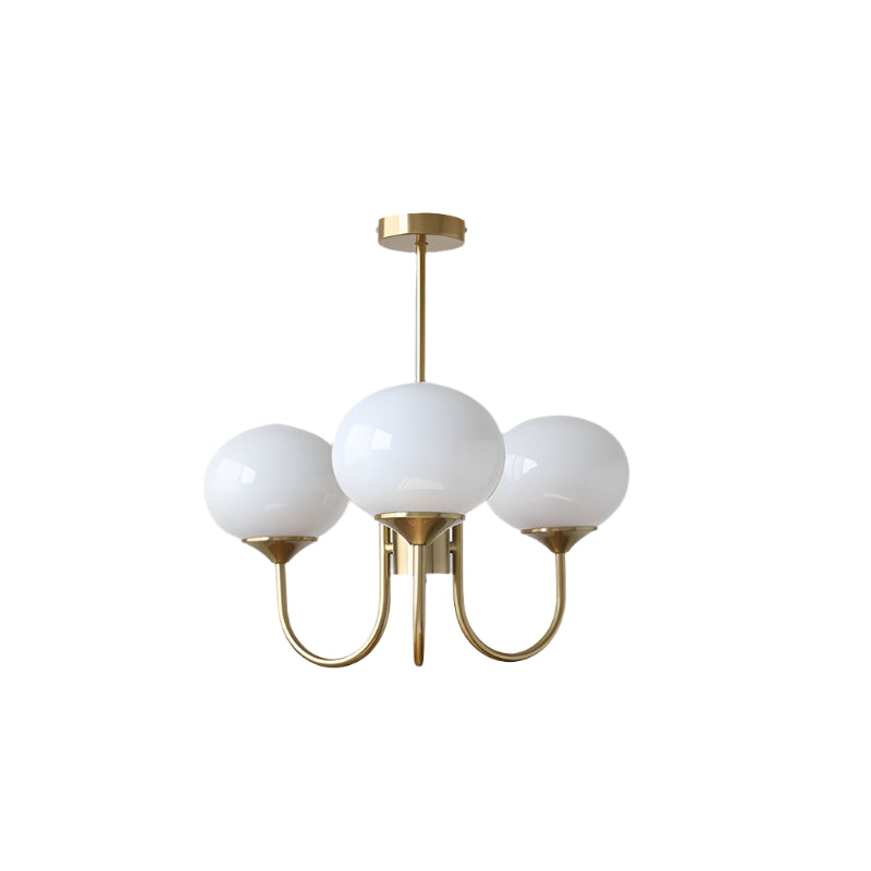Ceiling Chandelier | Five-Arm with Glass Globe Shades | Adjustable Suspension Rods | Elegant Home Lighting